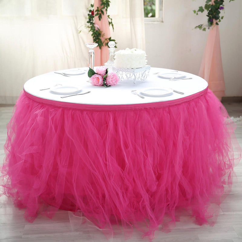 4 Layer Tulle Tutu Pleated Table Skirt 14ft