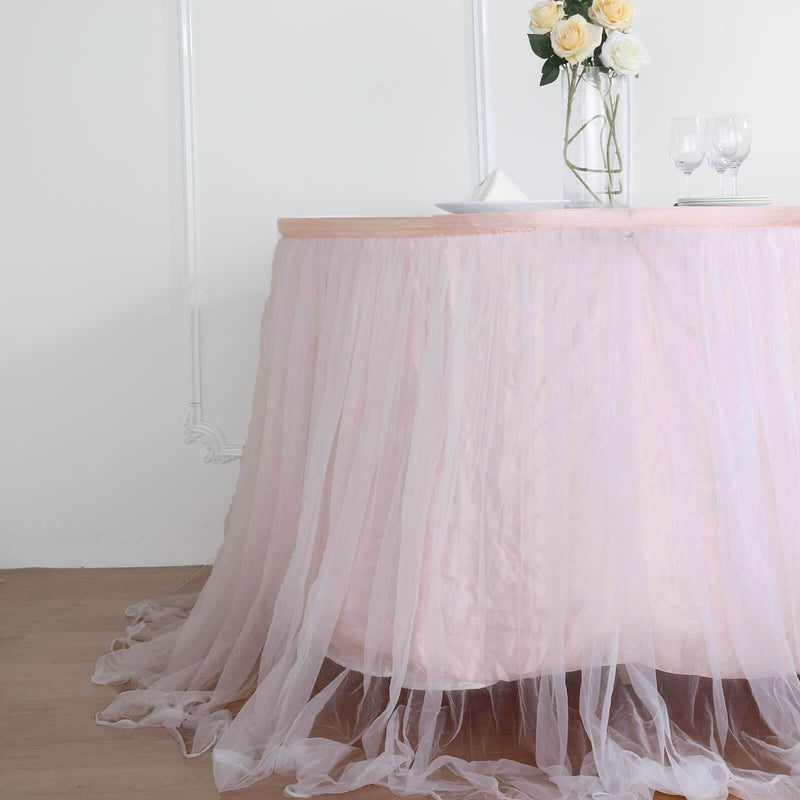 Extra Long Two Layered Tulle and Satin Table Skirt 21ft 48