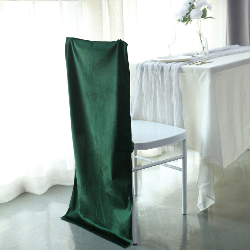 Buttery Soft Velvet Chiavari Chair Back Slipcover, Solid Back Chair Cover Cap