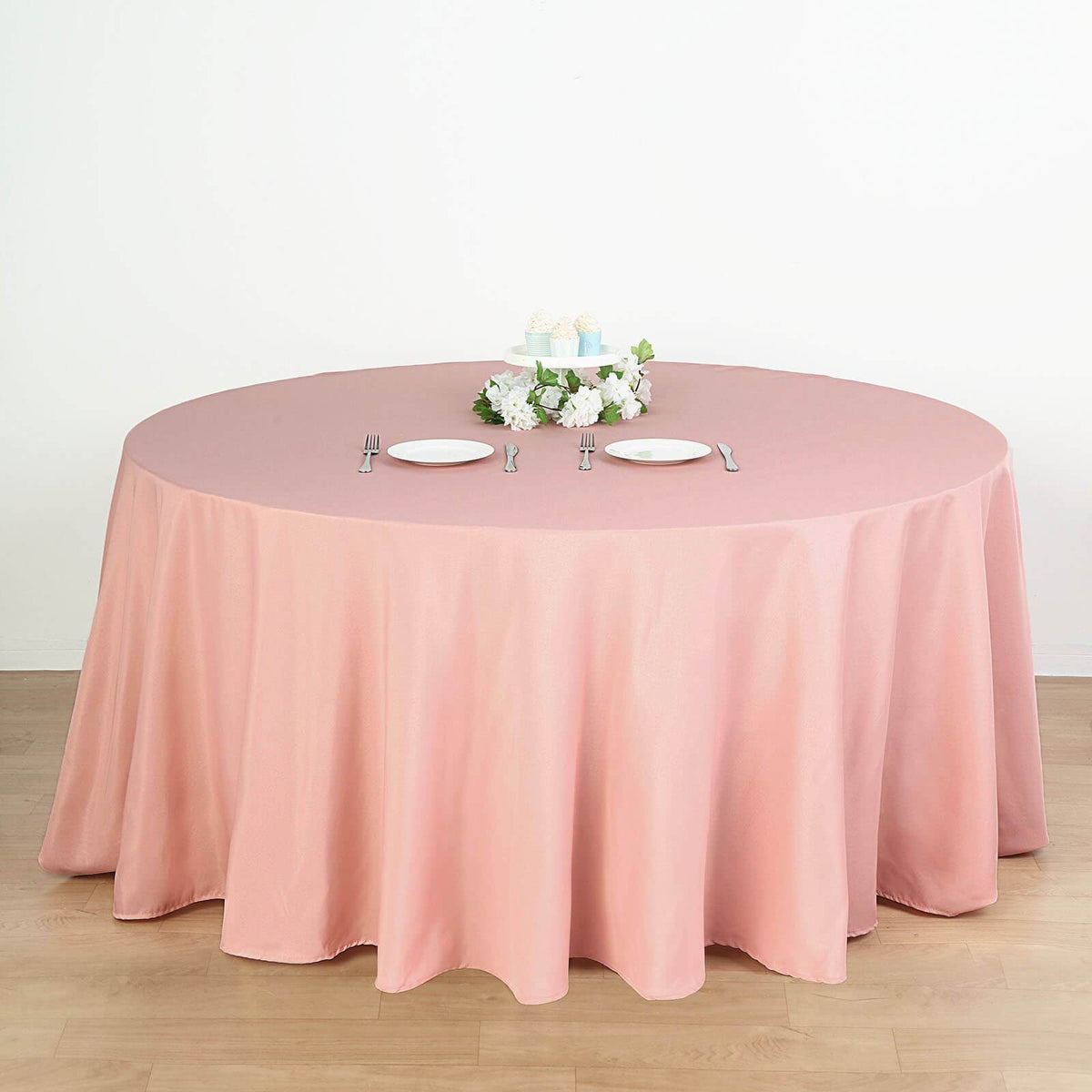 Round Table Polyester Seamless Polyester Round Tablecloth 132
