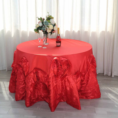 round tablecloths, satin tablecloth, rosette tablecloth, decorative table covers, 120 inch round tablecloth#color_parent