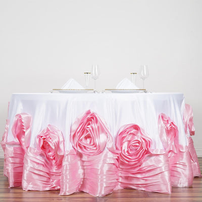 round tablecloths, satin tablecloth, rosette tablecloth, decorative table covers, 132 inch round tablecloth#color_parent