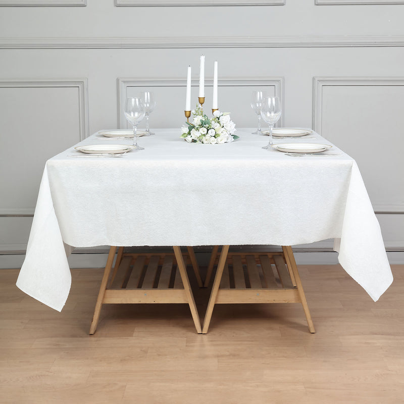 White Airlaid Paper Tablecloth, Soft Linen-Feel Disposable Square Tablecloth 70