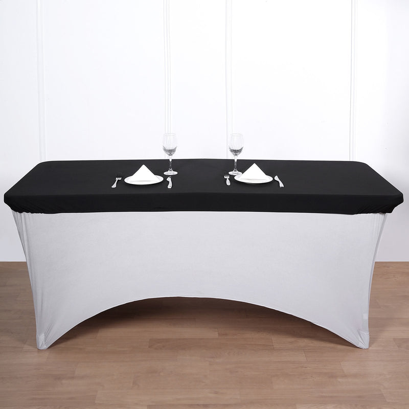 Stretch Spandex Banquet Tablecloth Top Cover 6ft Wrinkle Free Fitted Table Cover for 72