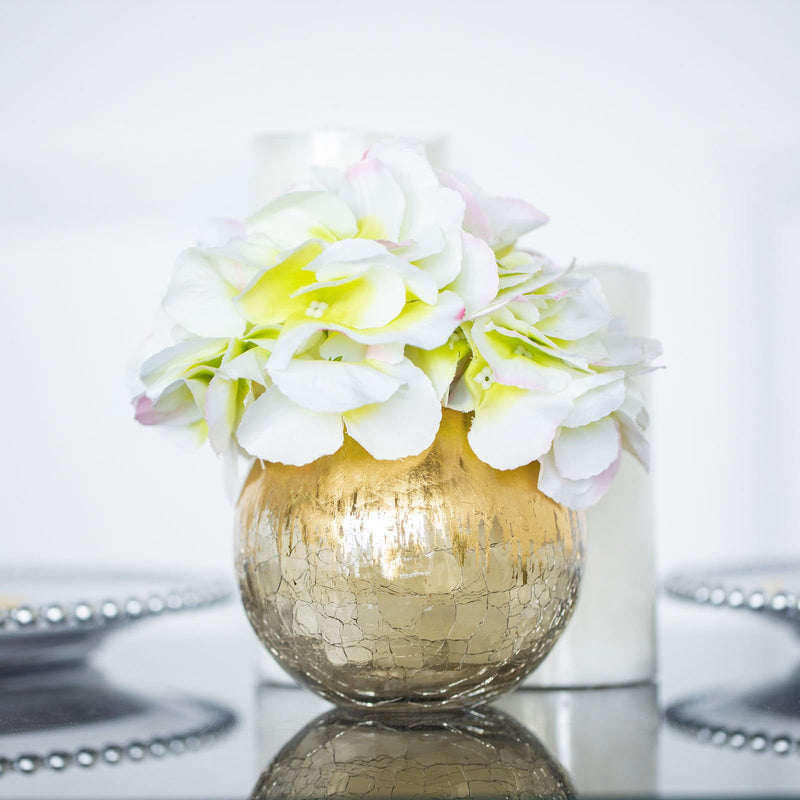 Gold Foiled Crackle Glass Flower Vase, Bubble Vase