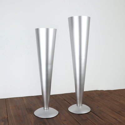 trumpet vase, silver flower vase, trumpet vase centerpieces, metal flower vase, tall metal vases#size_parent