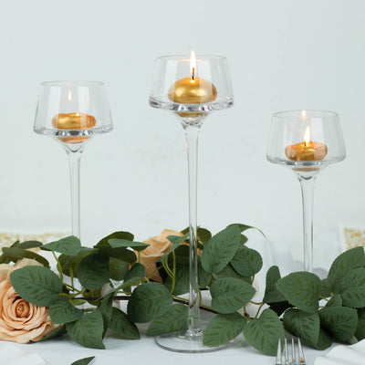 long stem candle holders, tall centerpiece vases, pedestal vase, tealight candle holders, clear glass candle holders#color_parent