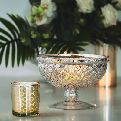Mercury Glass Vase, Compote Vase, Pedestal Bowl Centerpiece, Glass Pedestal Bowl, Decorative Glass Bowls#size_parent