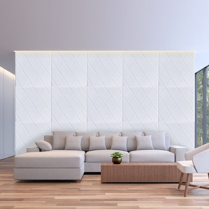 10 Pack 3D White Foam Self Adhesive Wall Panels - Alligator Skin Design 40 Sq ft