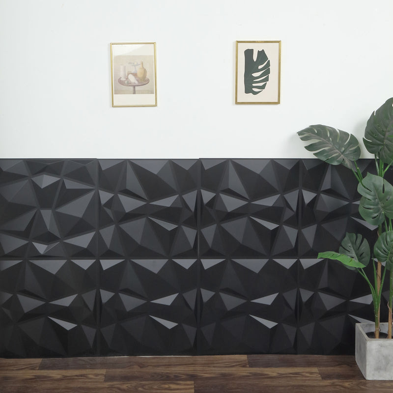 12 Pack Matte 3D Diamond Textured Stick On Wall Panels, PVC Waterproof Wall Tiles 20