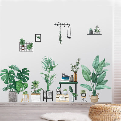 decorative wall decals, modern wall decals, peel and stick wall decals, wall decals, plant wall decals#color_green