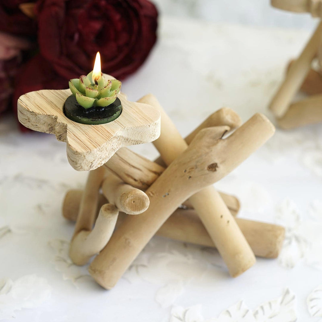 Natural 8 in Tall Driftwood Butterfly Top Candle Holder Stand