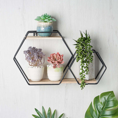 decorative wall shelves, geometric wall shelf, hexagon floating shelves, geometric shelves, geometric floating shelves#color_black