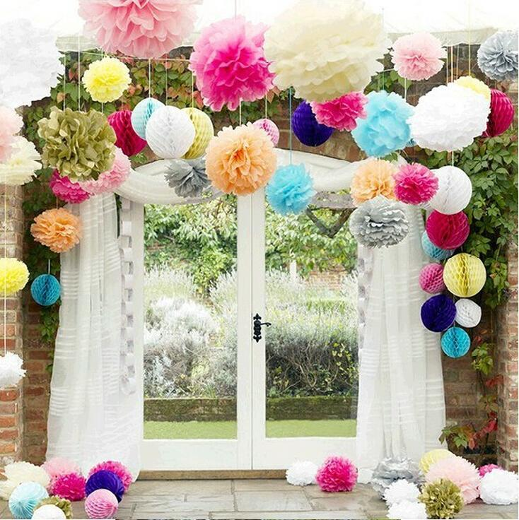 6 Pack Tissue Paper Pom Poms Flower Balls, Ceiling Wall Hanging Decorations 16